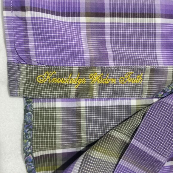 Robert Graham Shirt Mens 2XL XXL Button Down Purple Gray Short Sleeve Casual - Picture 7 of 12